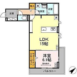 グレイスガーデン赤渋 1LDKの間取図画像