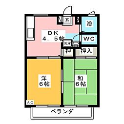 サンシティ山中B 2DKの間取図画像