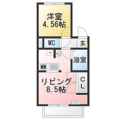 グランデュール柱 1LDKの間取図画像