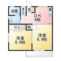 コラム池脇 2DKの間取図画像