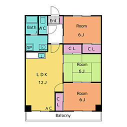 タウンコートくごさき 3LDKの間取図画像