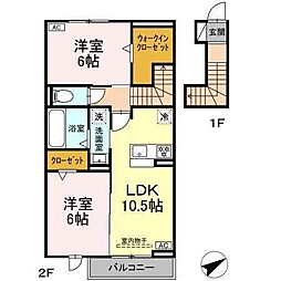 Dスクエア宮地 2LDKの間取図画像