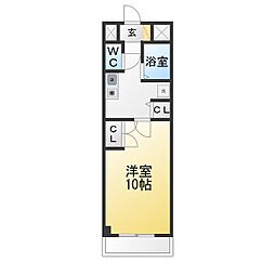 アンジェリーク 1Kの間取図画像