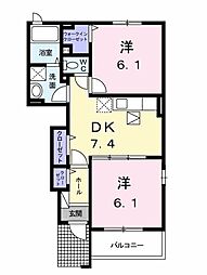 シャローム 2DKの間取図画像