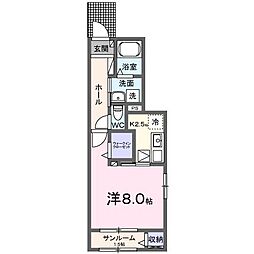 ドミエール井竜 1Kの間取図画像