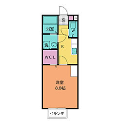 チェリークィーン 1Kの間取図画像