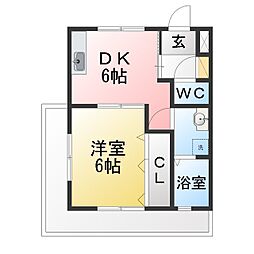 クレイン園 1DKの間取図画像