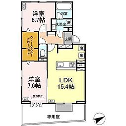 パークハイツ竜美 2LDKの間取図画像