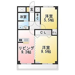 ソレーユ岡崎 2LDKの間取図画像