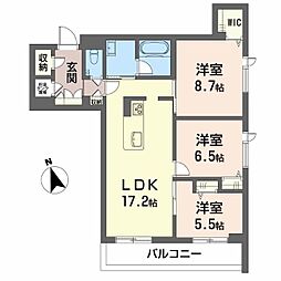 カーサ・レジデンス 3LDKの間取図画像