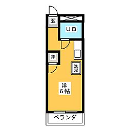 エクセレントサンB ワンルームの間取図画像