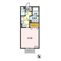 サンヒルズ藤 1Kの間取図画像