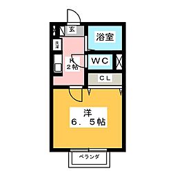 メープル若松 1Kの間取図画像