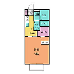 家夢in2 1Kの間取図画像