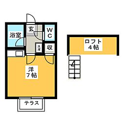 レオドリームA ワンルームの間取図画像