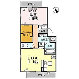 シューラク 1LDKの間取図画像