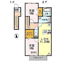 エグゼコート上地 2LDKの間取図画像