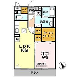 グランブルー2 1LDKの間取図画像