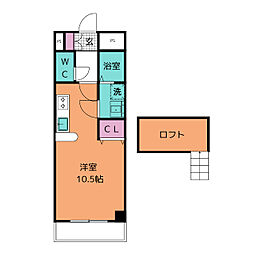 ソレーユ岡崎 ワンルームの間取図画像