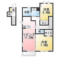 フォレスト宮脇 2LDKの間取図画像