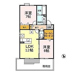 メゾン・ド・メイプルB 2LDKの間取図画像