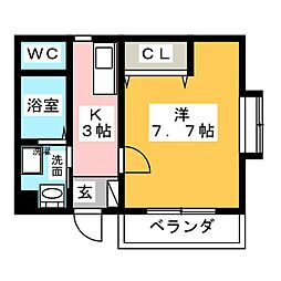 レジデンスＴＯＫＩ 1階1Kの間取り