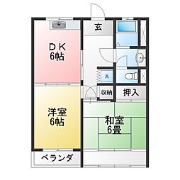 コーポナガタ 2DKの間取図画像