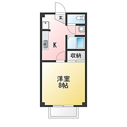 杉山ハイツ 1Kの間取図画像