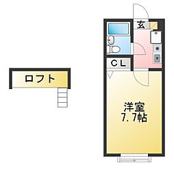 ミューズイン弥生 1Kの間取図画像