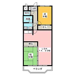 NH菰口 2LDKの間取図画像