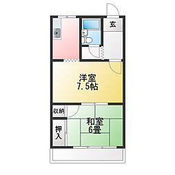 ヤマヒロハイツ 2Kの間取図画像