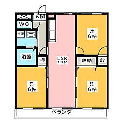 ヴィンテージ本多 II 3階3LDKの間取り