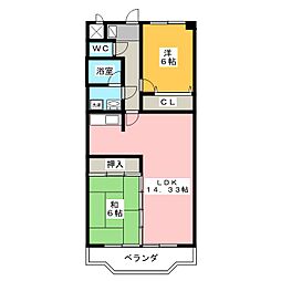 NH菰口 2LDKの間取図画像