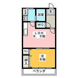 ヤマヒロハイツ 1LDKの間取図画像