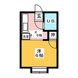コーポ小松 ワンルームの間取図画像