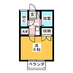 アゼリア柱B 1Kの間取図画像