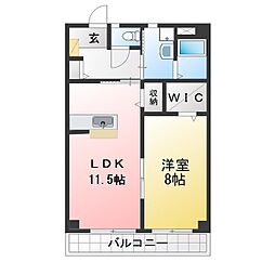 セピア・ブレジオB 1LDKの間取図画像