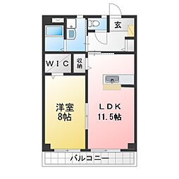 セピア・ブレジオB 1LDKの間取図画像