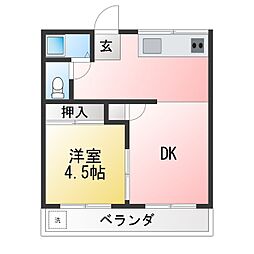 コーポ江島 1DKの間取図画像