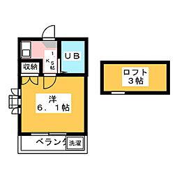 ココット 1Kの間取図画像