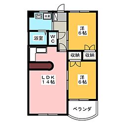 ウィングコートエリザベットA 2LDKの間取図画像