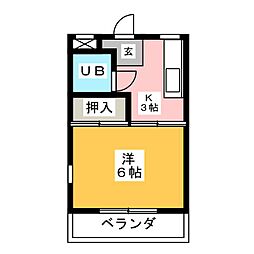 サンシャイン東橋良 1Kの間取図画像