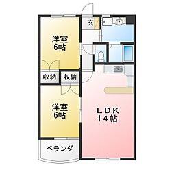 ウィングコートエリザベットA 2LDKの間取図画像
