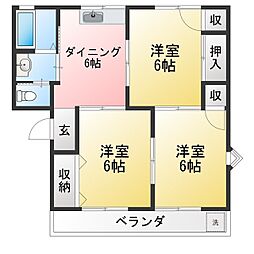 コーポアラオ 3DKの間取図画像