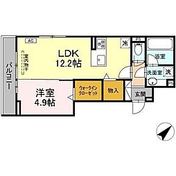 D-avance 柱六番町III 1LDKの間取図画像