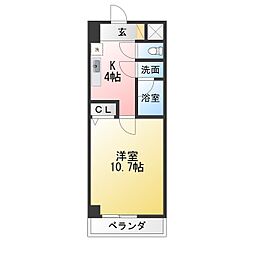 アーバンシティー弥生 1Kの間取図画像
