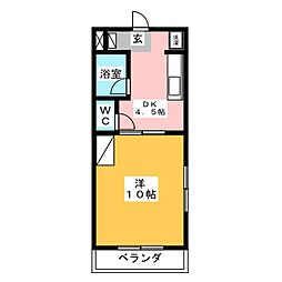 コーラルリーフ 1DKの間取図画像