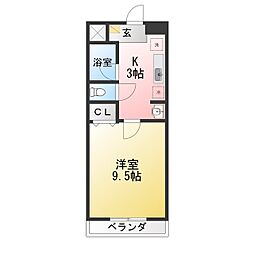 アーバン・シティ草間 1Kの間取図画像