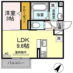 ヴィダフェリィス三番館 1LDKの間取図画像
