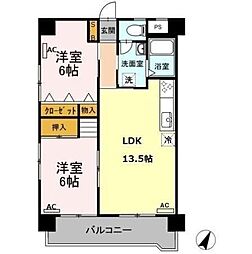 ビラ鳳笙 2LDKの間取図画像